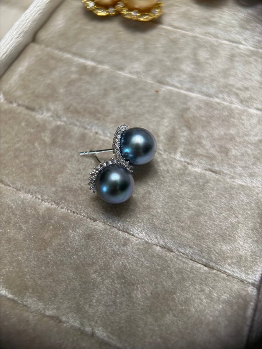 9.5mm Tahitian Blue Pearl Stud Earrings, Flawless, S925 Sterling Silver
